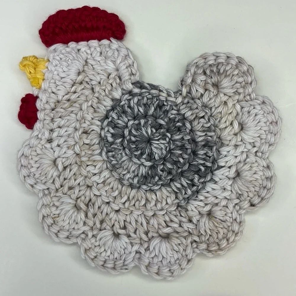 Chicken Cup Mug Coasters Set of‎ 4 Handcrafted Crochet by Seller Cotton